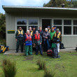 Hikers all geared up to head home after there trek along the Southcoast track.